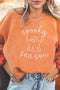 Spooky Embroidered Letter Graphic Corded Texture Sweatshirt