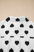 Heart Print Collared Double Flap Pocket Zip Jacket