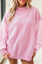 Plaid Sleeve Mock Neck Loose Tunic Sweatshirt