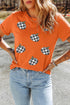Sequin Pumpkin Print Round Neck Short Sleeve Tee