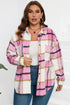 Paneled Pocketed Button Down Long Sleeve Plaid Shacket