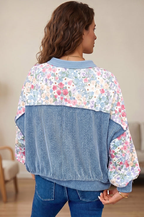 All Over Floral Print Round Neck Long Sleeve Top