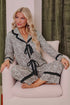 Leopard Print Bow Knot Patchwork Long Sleeve Lounge Set