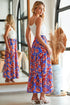 Bohemian Floral Print Tiered Split Maxi Skirt
