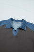 Western Denim Patchwork Polo Collar Shift T Shirt Dress
