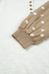 Polka Dot Button V Neck Long Sleeve Sweater