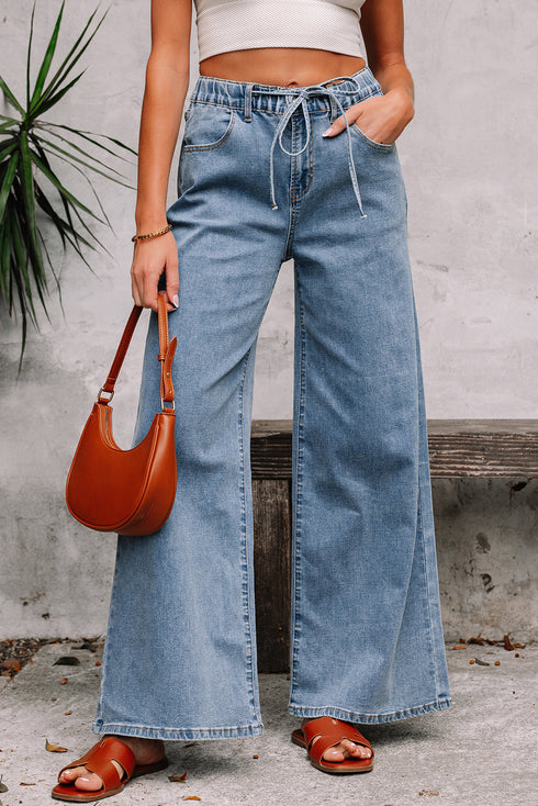 Exclusive Washed Super Wide Leg Denim Jeans
