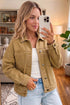 Metal Button Front Long Sleeve Collar Denim Jacket