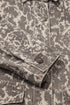 Abstract Print Long Sleeve Collar Raw Hem Denim Jacket