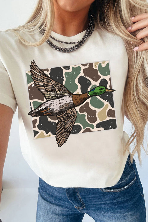 Camo Mallard Duck Western Short Sleeve Graphic Tee