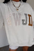 Wwjd Mixed Pattern Embroidered Patch Mock Neck Sweatshirt