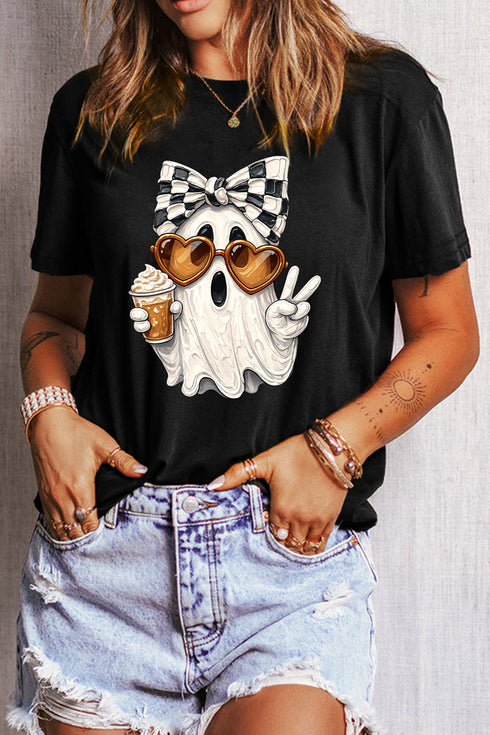 Polyester Cotton Ghost Graphic Transfer Printing Tee