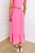 Textured Ruffle Trim Crop Vest Long Skirt Two Piece Dress