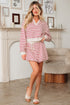 Stripe Cropped Collared Pullover Bubble Skirt Two Piece Dress