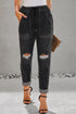 Casual Distressed Pocketed Denim Jogger Jeans