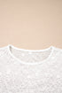 Sheer Mesh Lace Feminine Detail Long Sleeve Top
