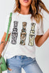 Camo Pattern Graphic Round Neck Statement Tee