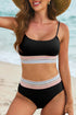 Zigzag Trim Scoop Neck High Waist Bikini Set