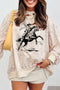 Rodeo Riding Print Western Mock Neck Sweatshirt