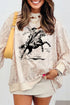 Rodeo Riding Print Western Mock Neck Sweatshirt