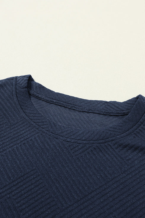 Textured Solid Loose Fit Wide Leg Pant Set