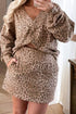 Modern Leopard Print V Neck Pullover Two Piece Dresses