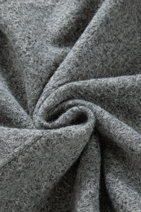 Fuzzy Fleece Zip Up Pocketed Casual Jacket