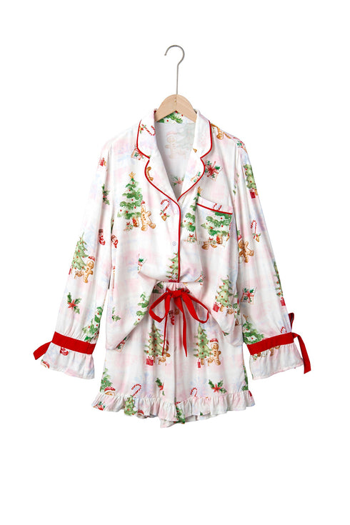 Abstract Print Long Sleeve Two Piece Shift Lounge Set