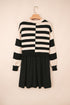 Striped Knit Bodice Mixed Media Mini Dress