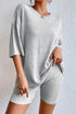 Solid Ribbed Texture Loose Fit Two Piece Loungewear