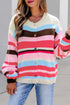 Acrylic Polyamide Striped Pattern Drop Shoulder Cardigan