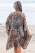 Bohemian Mixed Print Open Front Draped Kimono