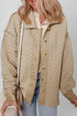 Casual Textured Quilted Puffer Button Front Shacket Jacket