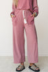 Raw Seam Patchwork Long Sleeve Top Pocket Two Piece Pant Set
