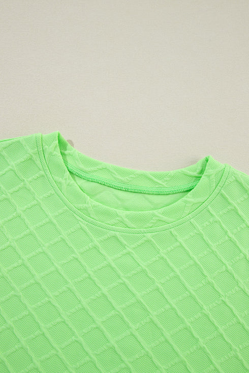 Textured Checkered Tee And Drawstring Short Sets