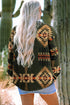 Aztec Print Long Sleeve Flap Pocket Western Jacket