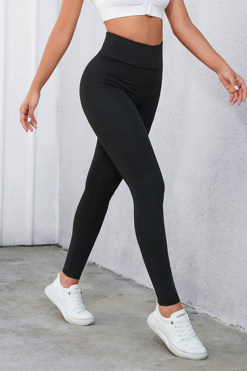 Criss Cross Tummy Control High Waist Solid Leggings