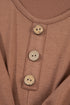 Shirred Cuff Button Round Neck Long Sleeve Mini Dress