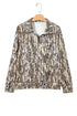 Allover Camo Zipper Collar Front Pocket Pullover Sweatshirt