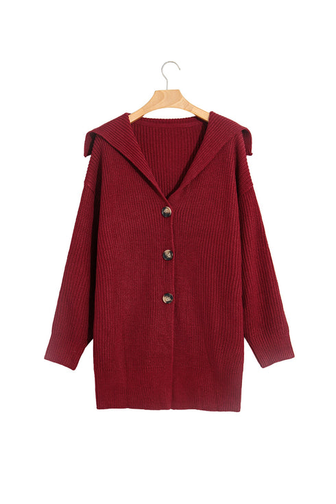 Oversized Fit Button Front Unpatterned Knit Cardigan