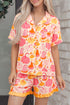 Pumpkin Print Pocket Placket Shell Button Lounge Set