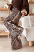Leopard Print Side Stripe Wide Leg Pants