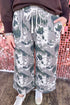 Camouflage Drawstring Waist Patch Pocket Wide Leg Pants
