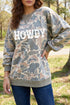 Polyester Howdy Graphic Camo Print Tunic Sweatshirt