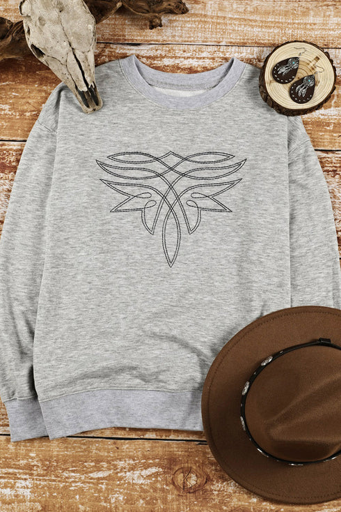 Abstract Graphic Print Long Sleeve Crew Neck Pullover