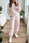 Abstract Print Drop Shoulder Drawstring Waist Hem Pant Set