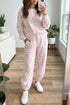 Abstract Print Drop Shoulder Drawstring Waist Hem Pant Set