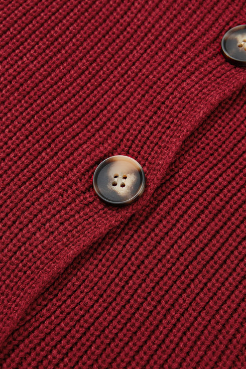 Oversized Fit Button Front Unpatterned Knit Cardigan