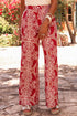 Bohemian Paisley Print Buttoned High Waist Wide Leg Pants