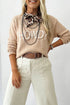 Howdy Letter Embroidered Crew Neck Relaxed Sweater